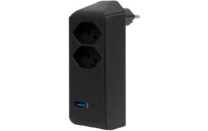 Brennenstuhl 2-fach Abzweigstecker drehbar 300 Grad, USB A/C, ohne Schalter