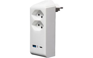Brennenstuhl 2-fach Abzweigstecker drehbar 300 Grad, USB A/C, ohne Schalter