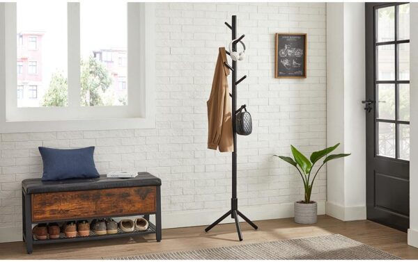 1632441_1 - Mediatech Vasagle Garderobeständer, Schwarz, 8 Haken 47x47x175 cm (LxBxH), Traglast 15 kg