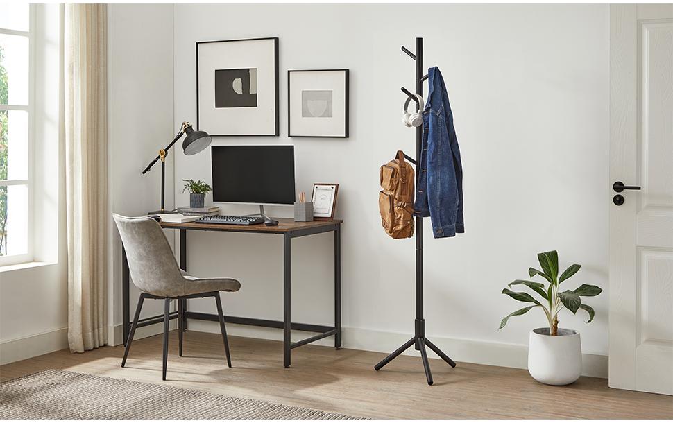 1632441_2 - Mediatech Vasagle Garderobeständer, Schwarz, 8 Haken 47x47x175 cm (LxBxH), Traglast 15 kg