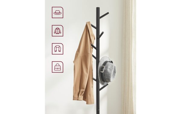 1632441_4 - Mediatech Vasagle Garderobeständer, Schwarz, 8 Haken 47x47x175 cm (LxBxH), Traglast 15 kg
