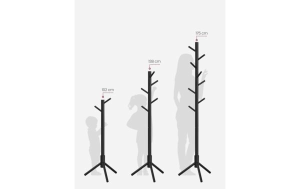 1632441_5 - Mediatech Vasagle Garderobeständer, Schwarz, 8 Haken 47x47x175 cm (LxBxH), Traglast 15 kg