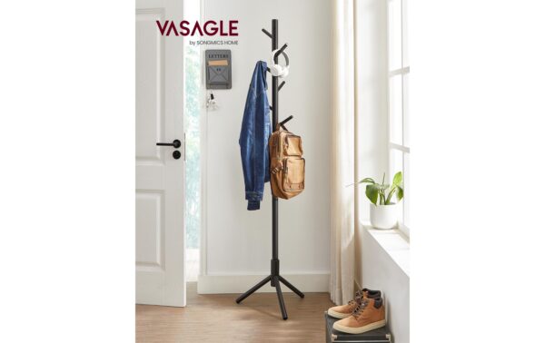 1632441_8 - Mediatech Vasagle Garderobeständer, Schwarz, 8 Haken 47x47x175 cm (LxBxH), Traglast 15 kg