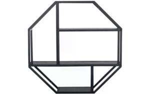 AC Design Wandregal Seaford Melamin/Stahl, 77x20x77 cm, Schwarz