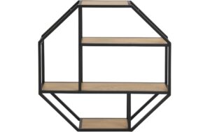 AC Design Wandregal Seaford Melamin/Stahl, 77x20x77 cm, Wildeiche