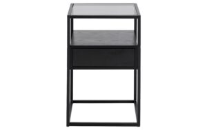 AC Design Beistelltisch Randolf Glas/Stahl/MDF, 40x35x60cm, Schwarz