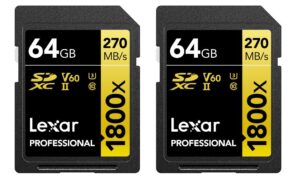 Lexar Professional SDXC1800x UHS-II 2x 64GB Lesen 280 MB/s, Schreiben 210 MB/s