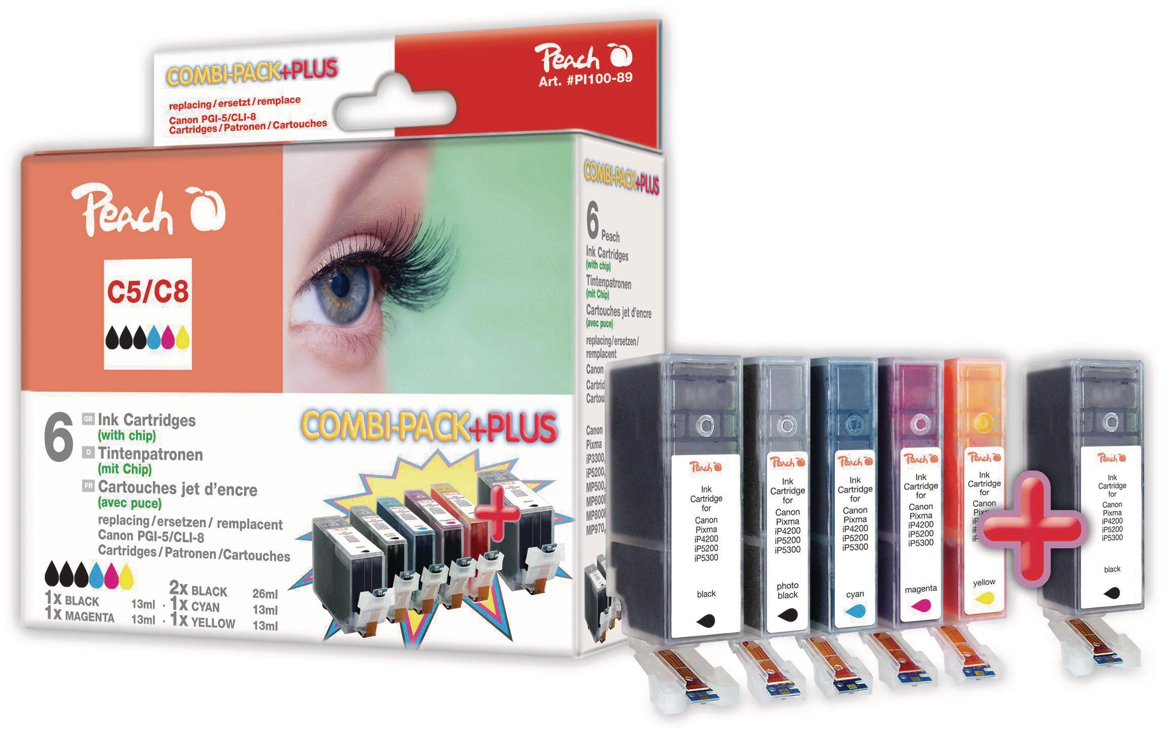Peach Tinte Canon Combi Pack Plus m. Chip CLI-8, 2xPGI-5 kaufen Schweiz | Mediatech.ch