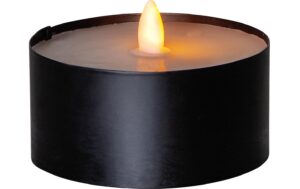Star Trading LED Teelicht Maxi Schwarz exkl. Batterie 2xAA, 7x10.5cm, Timer 6/18h