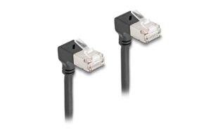 Delock Netzwerkkabel RJ45 Cat.6A S/FTP 90Grad nach unten gewinkelt, 1m, schwarz