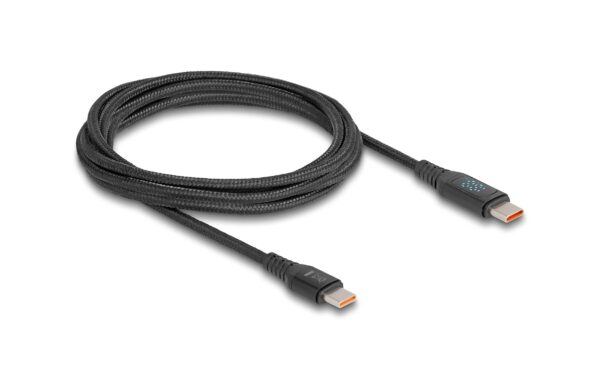Delock USB2.0 Schnelladekabel USB-C/C Stecker/Stecker, 1.20m, 140W mit Anzeige