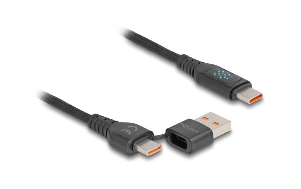 1637429 - Mediatech Delock USB2.0 Schnelladekabel USB-C/A/C Stecker/Stecker, 1.20m, 140W mit Anzeige kaufen Schweiz | Mediatech.ch
