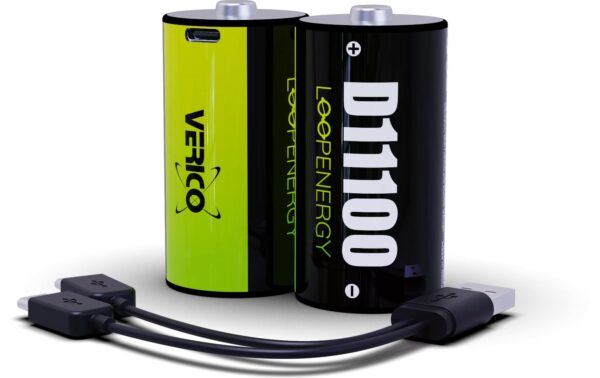 Verico LoopEnergy Mono D, 1,5V, 11000mWh 7400mAh, 2er Pack, USB-C Ladekabel
