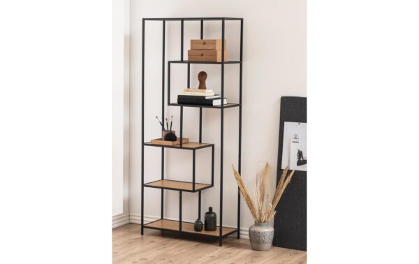 AC Design Bücherregal Seaford MDF/Stahl, 77x35x185cm, Wildeiche