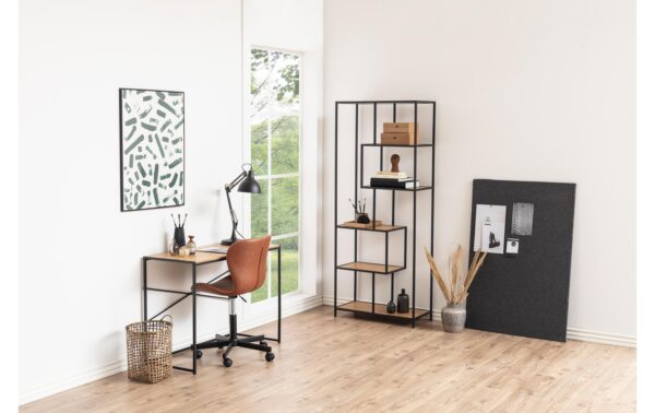 AC Design Bücherregal Seaford MDF/Stahl, 77x35x185cm, Wildeiche