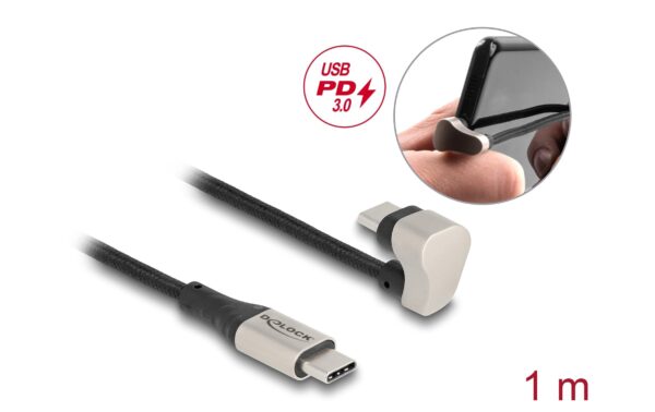 Delock EASY USB2.0-Kabel USB Typ-C Stecker, 180 gewinkelt, 1m, 60 W