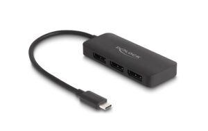 Delock USB-C Splitter zu 3x Display Port 4K bis 30Hz, schwarz, DP Alt Mode, MST