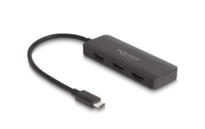 Delock USB-C Splitter zu 3x HDMI 4K bis 30Hz, schwarz, DP Alt Mode, MST