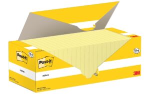 3M Post-it, Haftnotizen, gelb 18+6 Blöcke à 100 Blatt, 76 mm x 127 mm