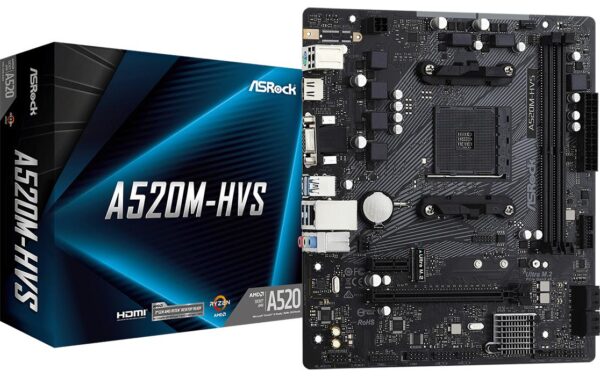 1662296 - Mediatech ASRock A520M-HVS, mATX, AM4 AMD A520, 2x DDR4, PCI-E 3.0 kaufen Schweiz | Mediatech.ch