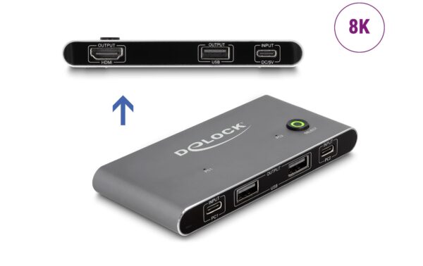 Delock USB-C KVM Switch zu HDMI 8K30Hz mit USB2.0