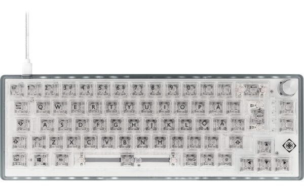 1663333_2 - Mediatech Deltaco TKL Gaming Keyboard mech RGB, trans CH-Layout, mechanisch, RGB, Transparent