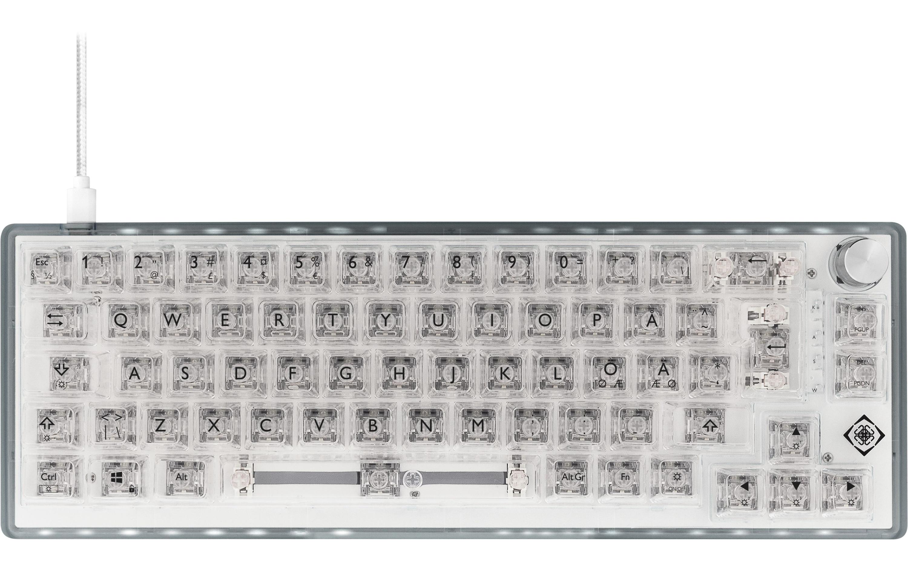 1663333_2 - Mediatech Deltaco TKL Gaming Keyboard mech RGB, trans CH-Layout, mechanisch, RGB, Transparent