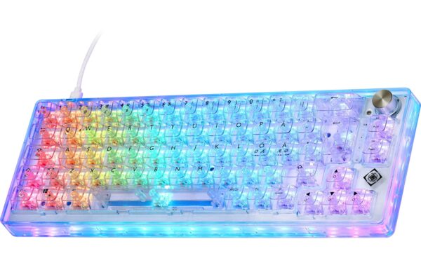 1663333_3 - Mediatech Deltaco TKL Gaming Keyboard mech RGB, trans CH-Layout, mechanisch, RGB, Transparent