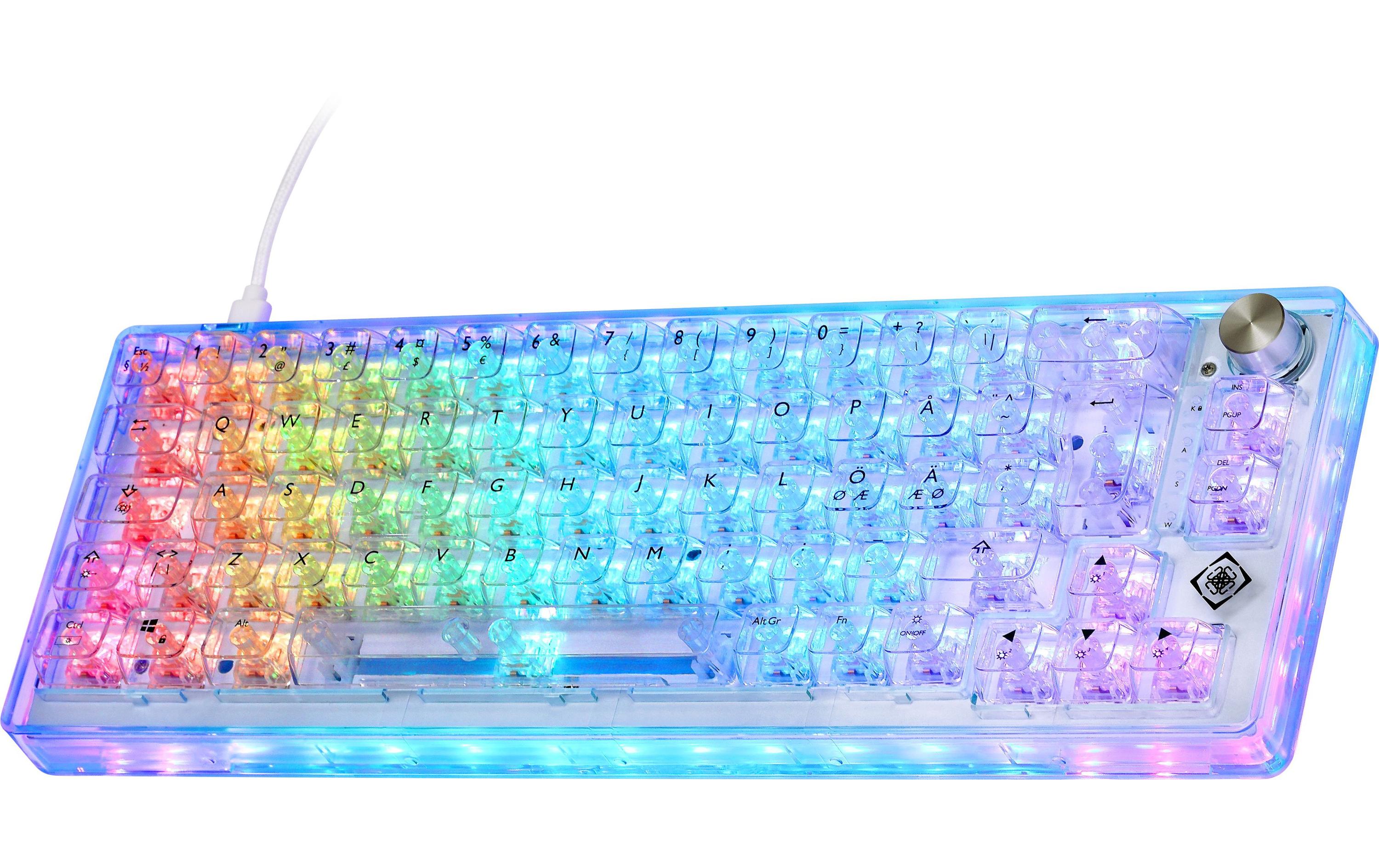 1663333_3 - Mediatech Deltaco TKL Gaming Keyboard mech RGB, trans CH-Layout, mechanisch, RGB, Transparent