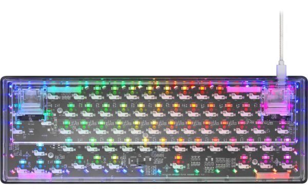 1663333_5 - Mediatech Deltaco TKL Gaming Keyboard mech RGB, trans CH-Layout, mechanisch, RGB, Transparent