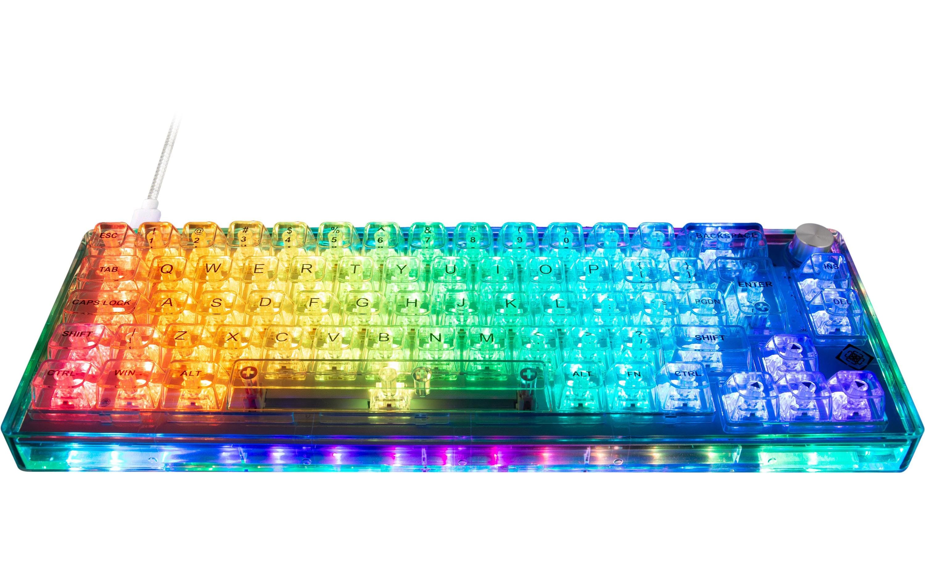 1663333_7 - Mediatech Deltaco TKL Gaming Keyboard mech RGB, trans CH-Layout, mechanisch, RGB, Transparent