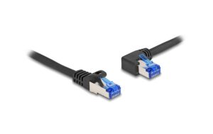 Delock Netzwerkkabel RJ45 Cat.6A S/FTP gerade/links gewinkelt, 1m, schwarz