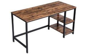 VASAGLE Songmics Bürotisch vintagebraun-schwarz mit Platte 140x60cm, 2 Ablagefächer kaufen | Mediatech.ch