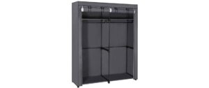Songmics Schrank Grau, 2 hochrollbare Türen 140x43x174 cm (LxBxH), Stoff, Metall