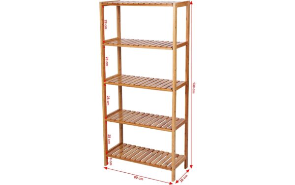Songmics Regal aus Bambus 60x130x26 cm (BxHxT), höhenverstellbar