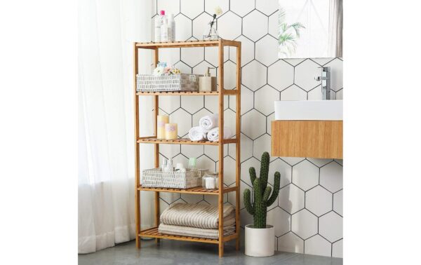 Songmics Regal aus Bambus 60x130x26 cm (BxHxT), höhenverstellbar