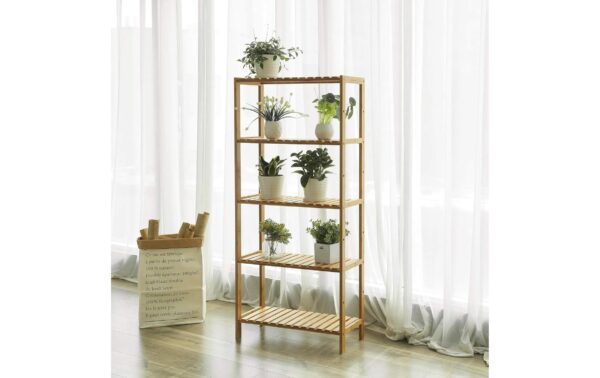 Songmics Regal aus Bambus 60x130x26 cm (BxHxT), höhenverstellbar