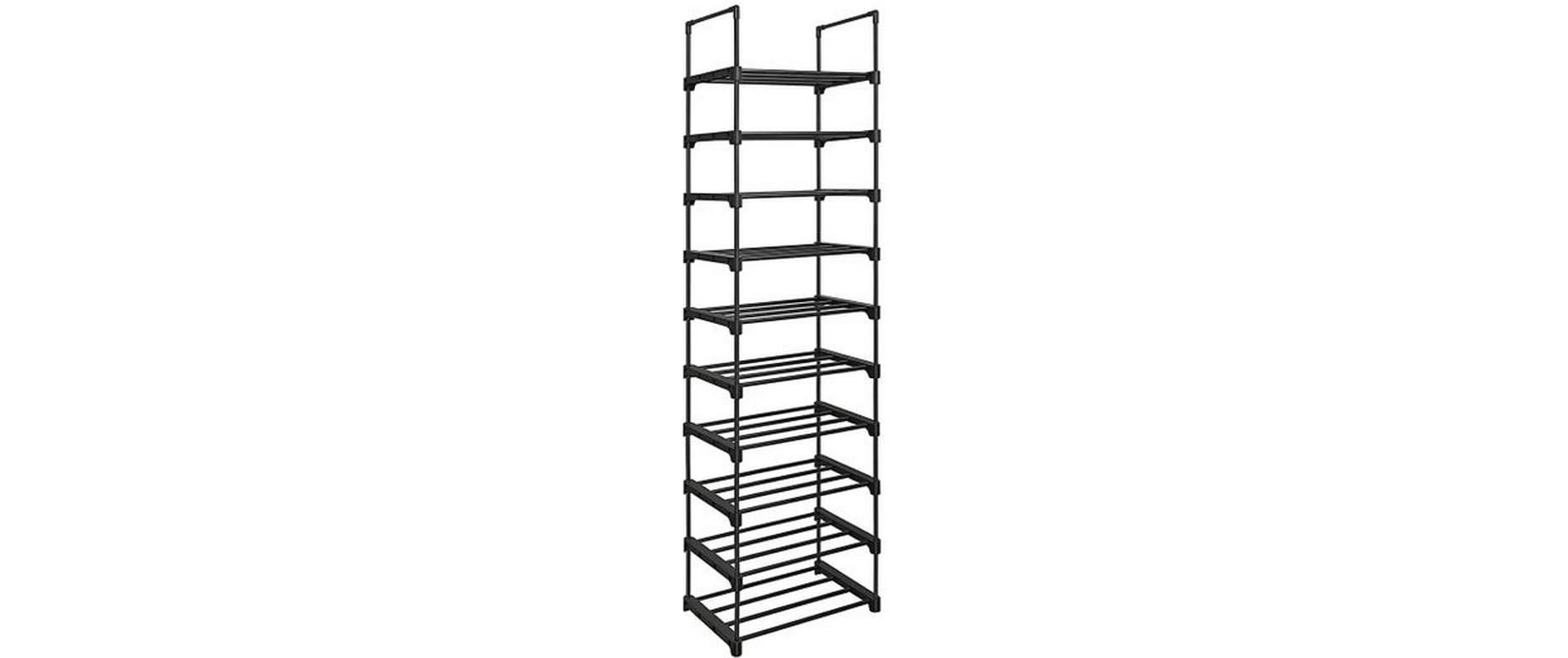 1668517 - Mediatech Songmics Schuhbregal mit 10 Ablagen,Schwarz 45x30x174 cm (LxBxH), Eisen, Kunststoff
