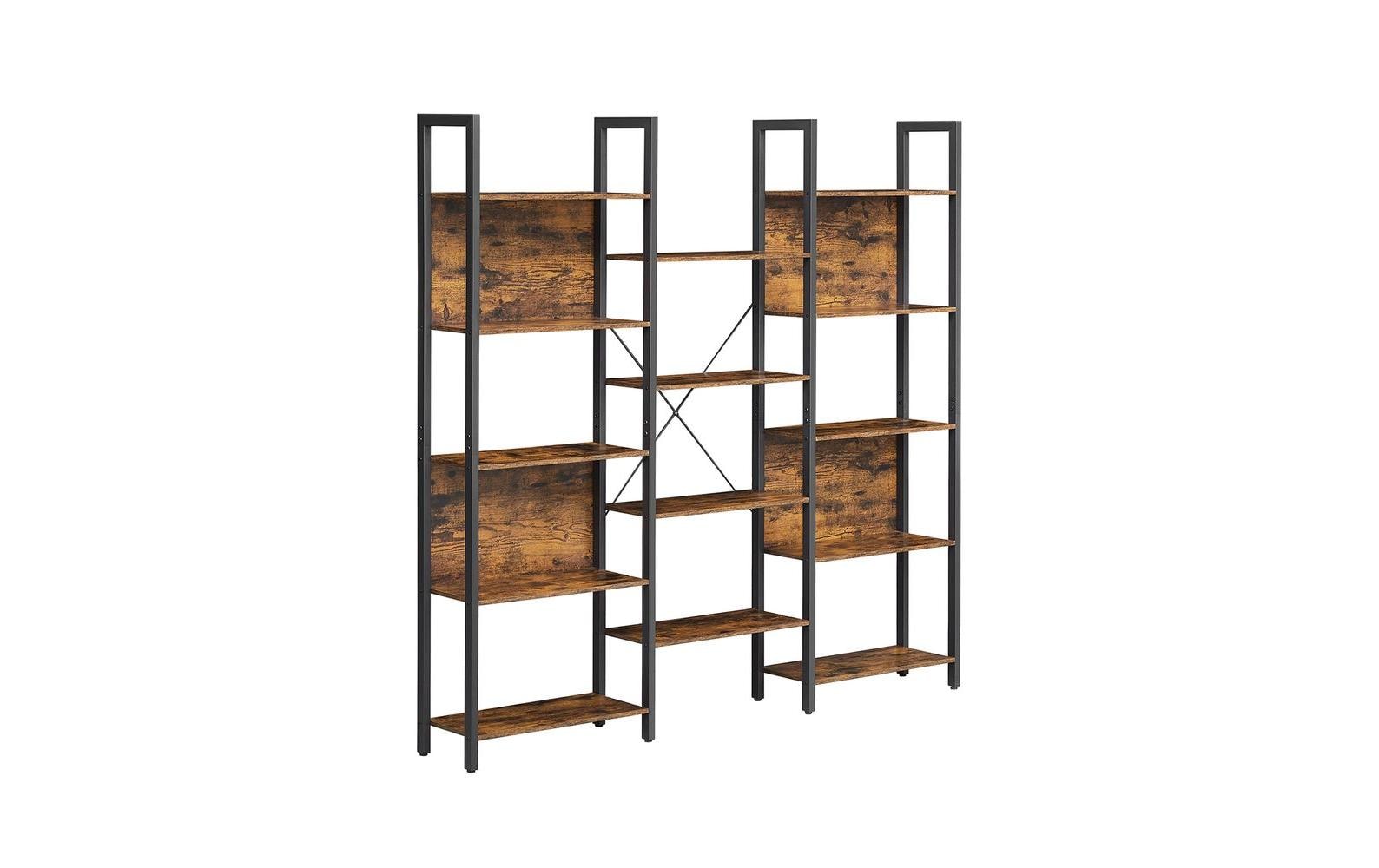 Vasagle Bücherregal mit 14 Ablagen 158x24x166 cm (LxBxH), Braun-Schwarz