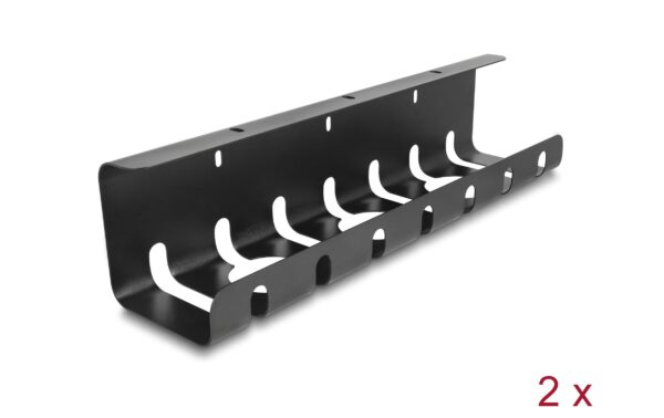 1668702_1 - Mediatech Delock Kabelhalterung 430x100x40mm für Untertischmontage, schwarz, 2er Set