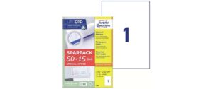AZ Universaletiketten 210x297mm, Sparpaket weiss, 50+15 Blatt, 65 Stück