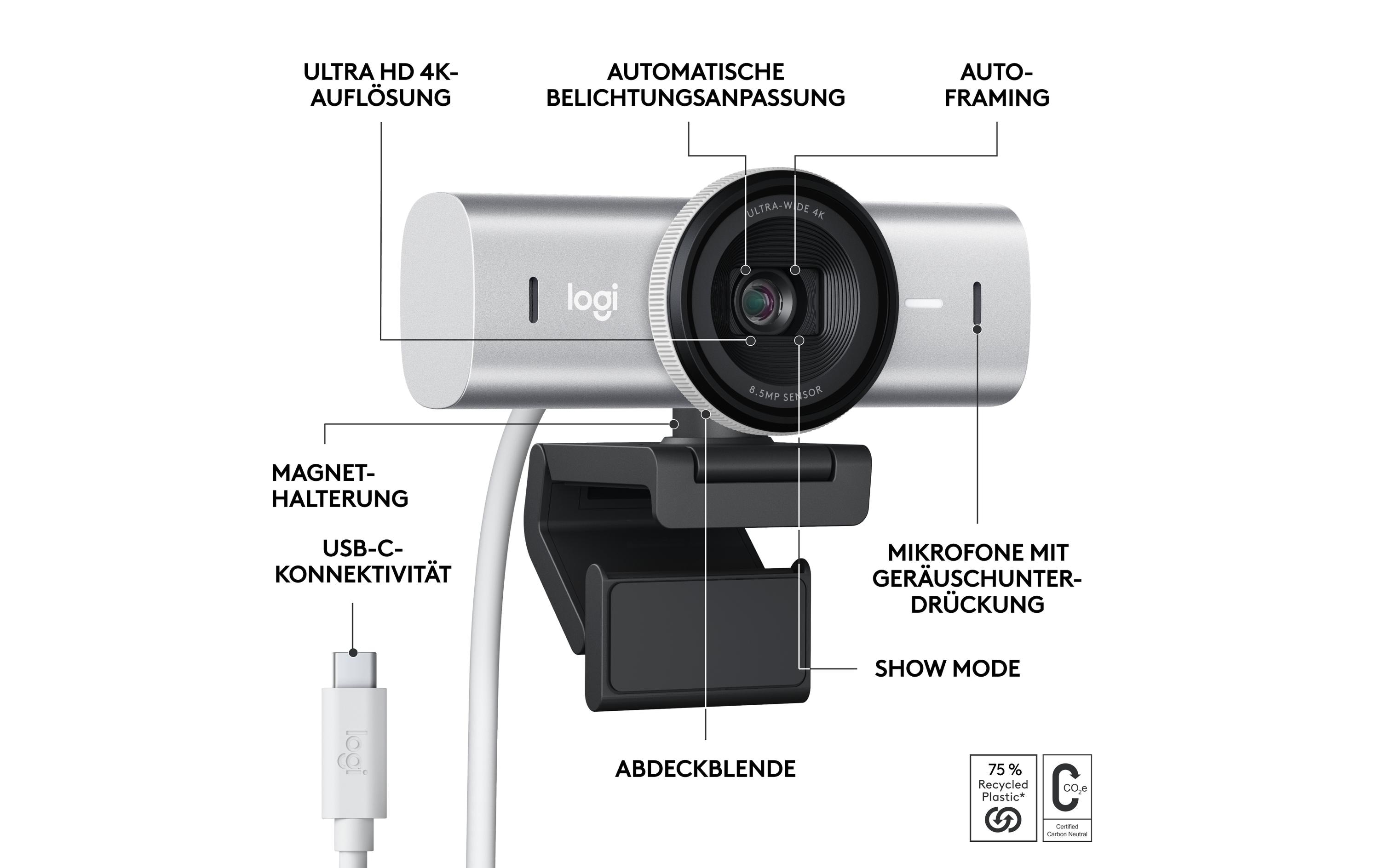 1671975_5 - Mediatech Logitech Webcam MX Brio pale grey