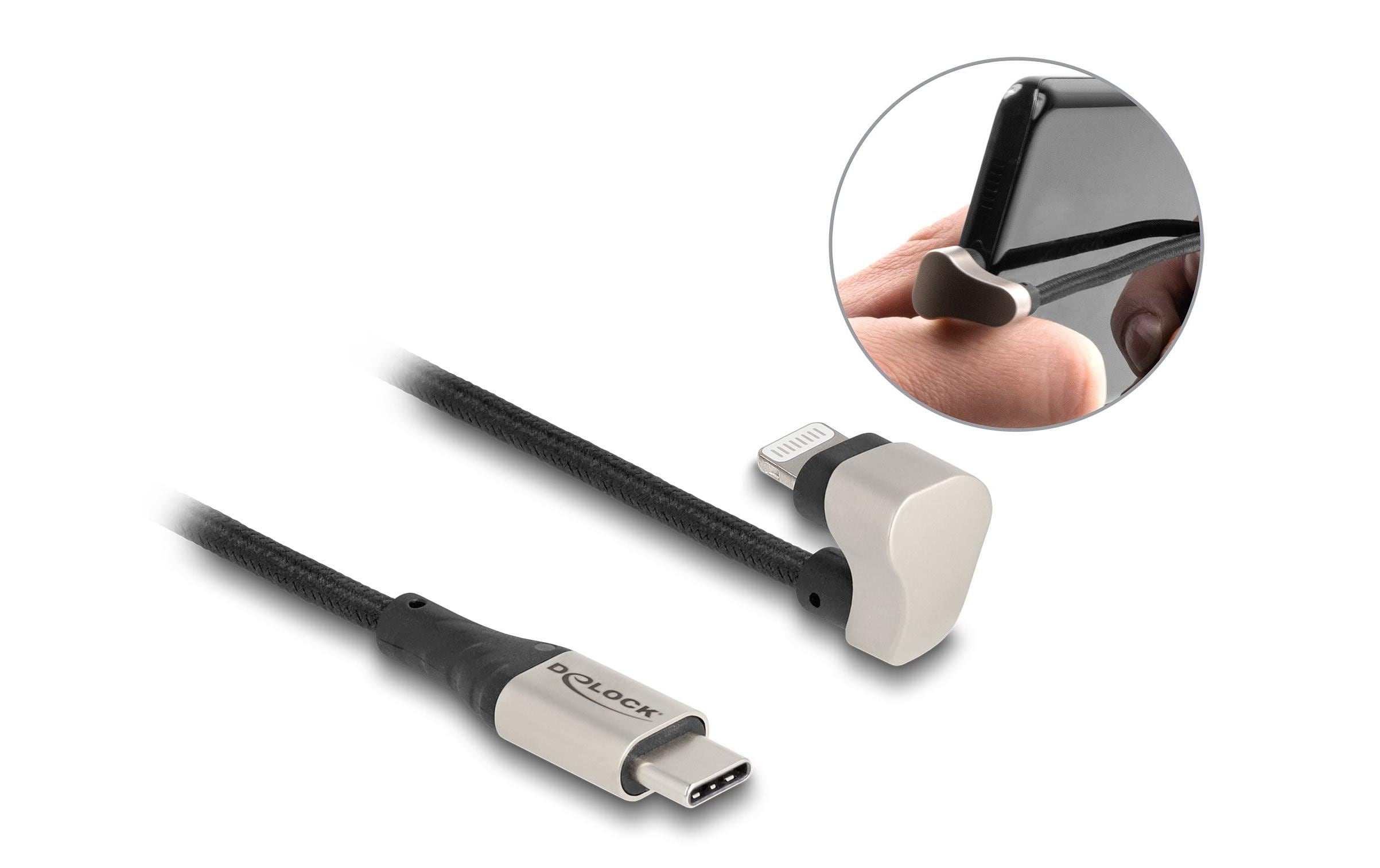 Delock Daten und Ladekabel USB Type-C zu Lightning, gewinkelt, 1m, MFi