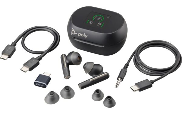 Poly Voyager Free 60+,UC,USB-C,Black Touchscreen Charge Case