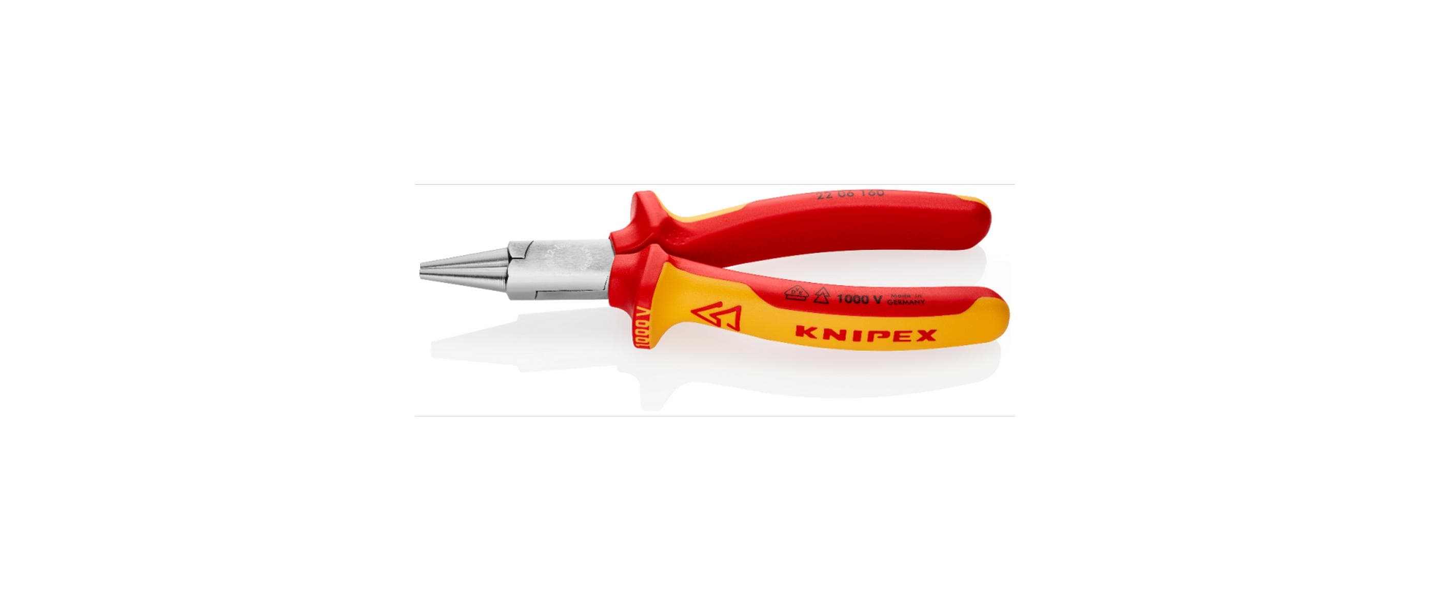 Knipex Rundzange isoliert 160 mm mit Mehrkomponenten-Hüllen, runde Backen kaufen Schweiz | Mediatech.ch