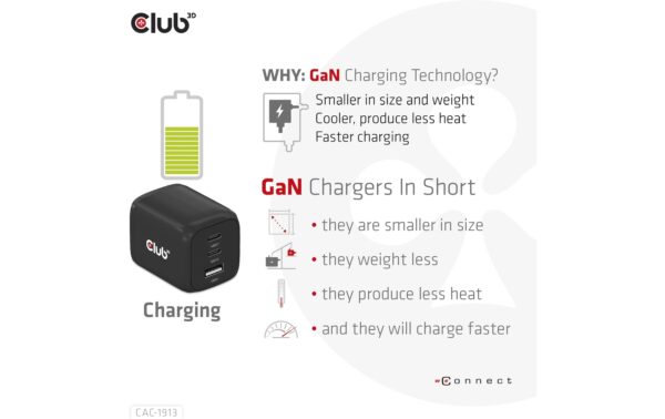 1676271_3 - Mediatech Club 3D, Reiseladegerät PPS 65Watt GAN 2x USB Typ C, 1x USB Typ A, PD