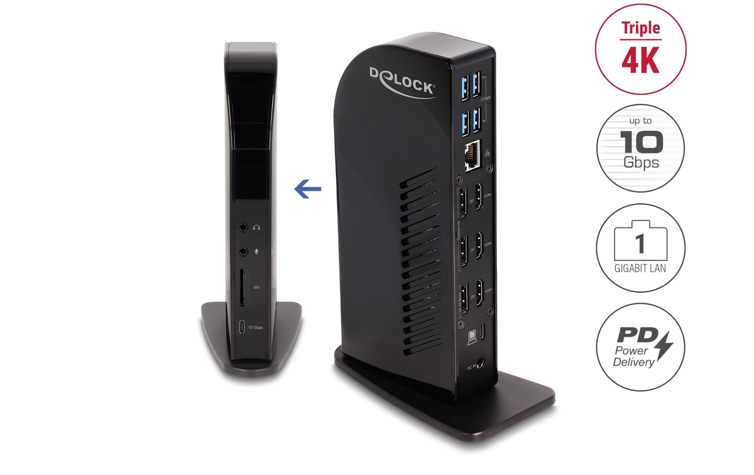 1676946_1 - Mediatech Delock USB-C Triple Display Dockingstation DL 4K / USB Hub / LAN / SD / Audio/ 96W