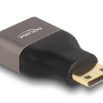 Delock HDMI Adapter Mini-C Stecker zu A Buchse, 8K 60Hz, grau, metall