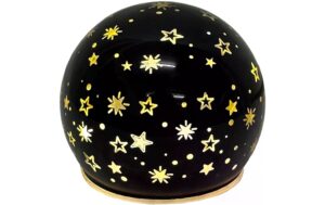 Dameco LED Glas Kugel D:10cm schwarz 10 LED ww, inkl. Timer 6/18h, exkl. 3xAA