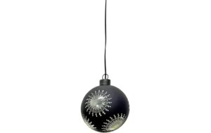 Dameco LED Glas Kugel Hänger D:10cm schwarz 8 LED ww, inkl. Timer 6/18h, exkl. 2xAAA